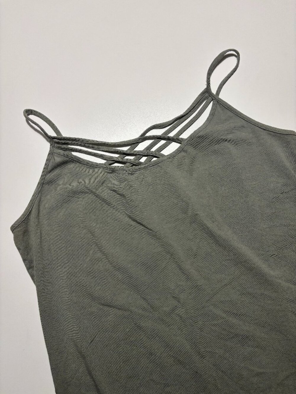 Maurices Grey / Muted Green Earth Tone Cotton Lattice Cami
